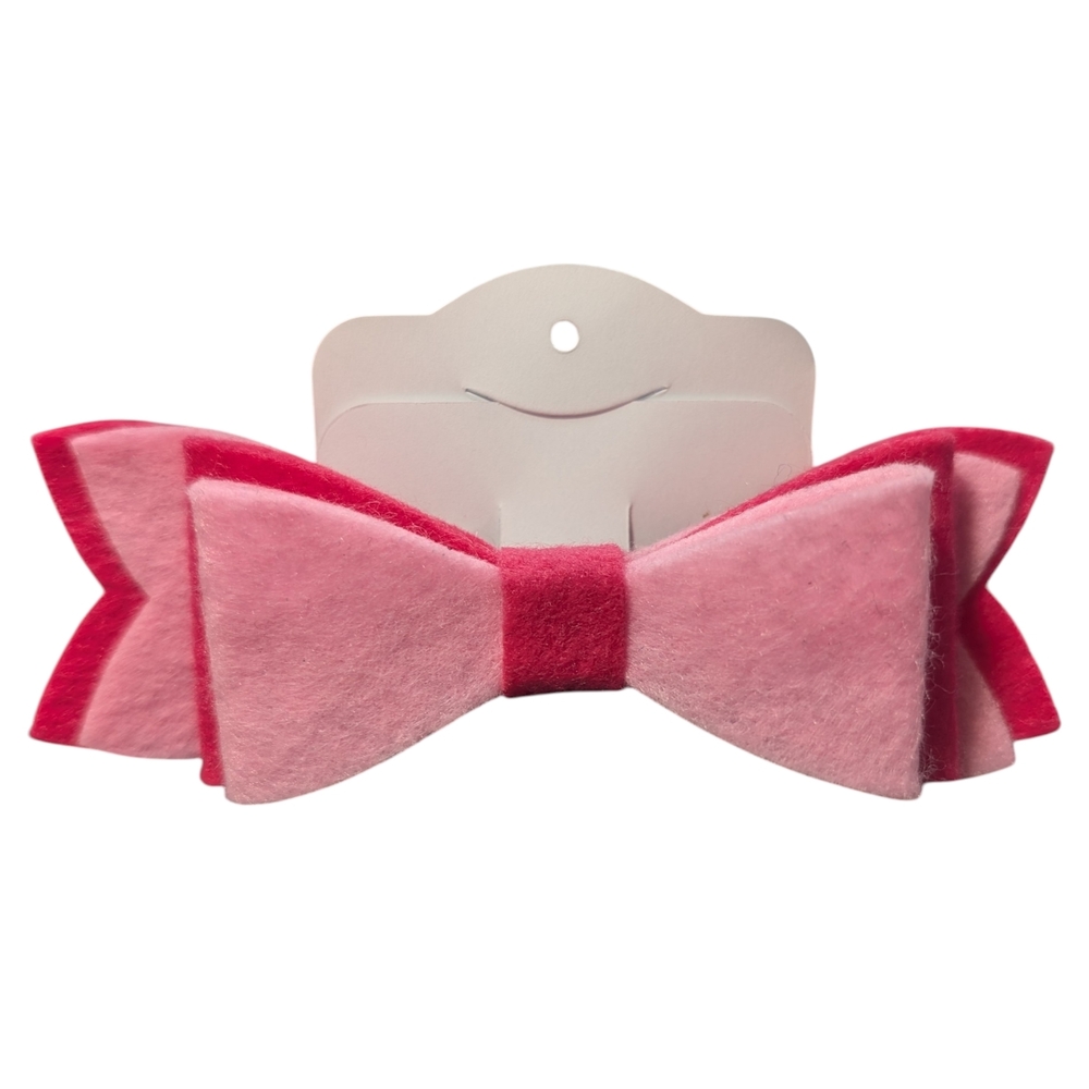 2 Tone Pink Felt Hair Bow Clip